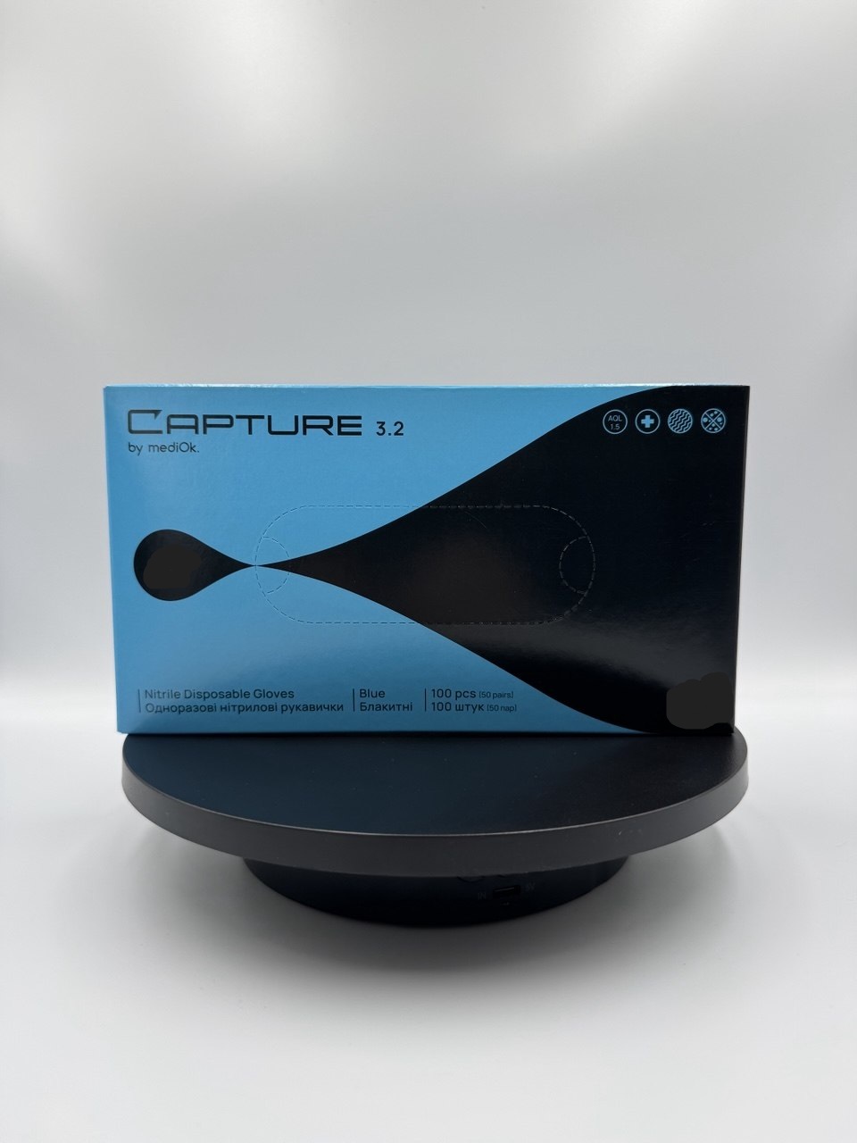 Рукавички CAPTURE Blue 3.2 нітрилові, діагностичні (оглядові), нестерильні, неопудрені, текстуровані, одноразові, колір блакитний, розмір L